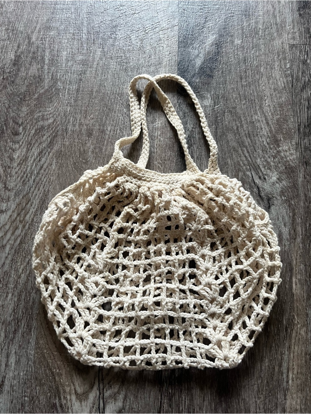Cream Crochet Market Tote Bag - Natural Boho Beach Bag